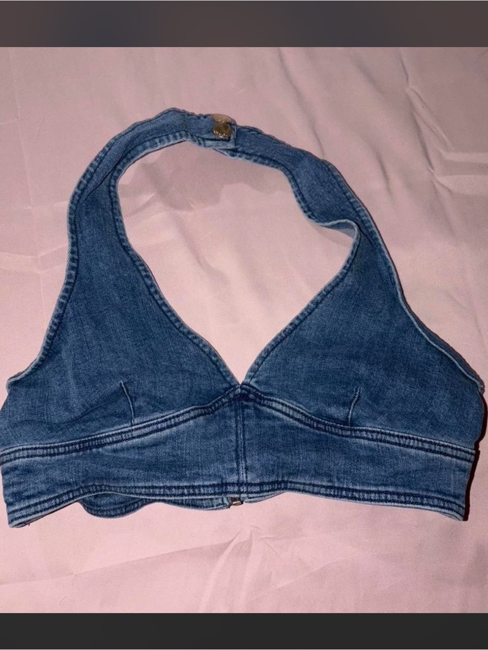 Bebe Denim Halter Bra Top
